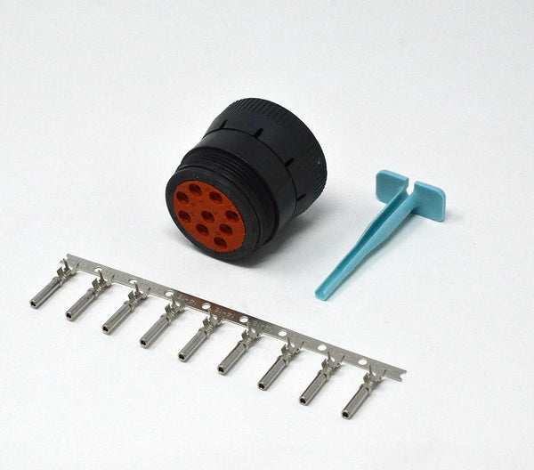 Deutsch HDP10 9-pin Female SAE J1939 Diagnostic Connector kit, 14-16 AWG Stamped Contacts