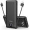 VEGER Portable Charger for iPhone, Built-in Cables and Wall Plug, 10000mAh Slim Fast Charging Power Bank, Black