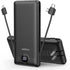 VEGER Portable Charger for iPhone, Built-in Cables and Wall Plug, 10000mAh Slim Fast Charging Power Bank, Black