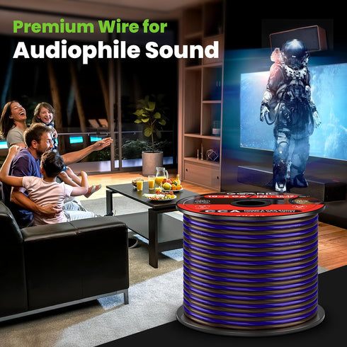 16 100 ft,16 GEARit Gauge Speaker Wire Gauge Wire with Foot Markers & Polarity Markings,Flexible Speaker Cable for Car