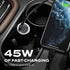 STATIK Dual Car Phone Charger for Cigarette Lighter Plug, 12v - 24 V Fast Charging, USB C & USB A Power Adapter for