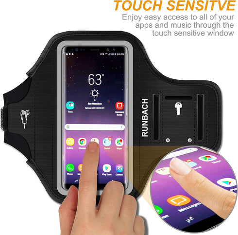 Armband for Galaxy Note 20/10+/9/8, Sweatproof Running Exercise Bag with Fingerprint Touch/Key Holder and Card Slot