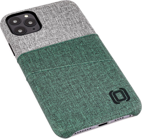 Dockem Wallet Case for iPhone 11 Pro Max: Built-in Metal Plate for Magnetic Mounting & 2 Card Slots (Green & Grey)
