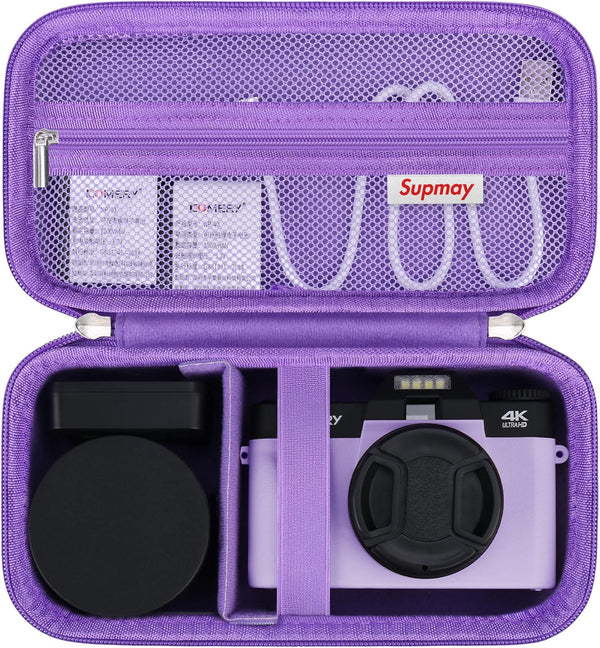 Vlogging Camera Case for Duluvulu/TEBNGIHNM/zheozeig/Oiadek 4K Digital Camera, Carrying Case for Lens, USB Cable,