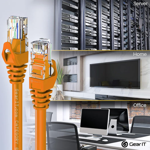 GearIT Cat6 Cable 3 ft, Cat6 Ethernet Patch Cable, Network Cable, Internet Cable - Orange 3 Feet