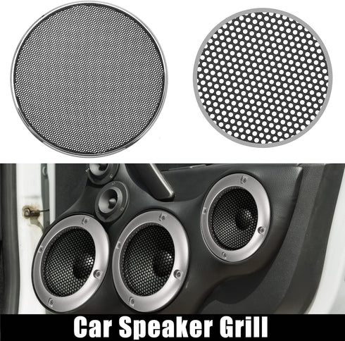 X AUTOHAUX 4 Inch Car Metal Audio Speaker Grill Cover Mesh Woofer Horn Guard Decorative Circle Grille Protector Silver Tone
