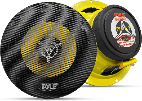 Pyle Car Two Way Speaker System - Pro 6.5 Inch 240 Watt 4 Ohm Mid Tweeter-Audio Sound Speakers for Car Stereo, Yellow