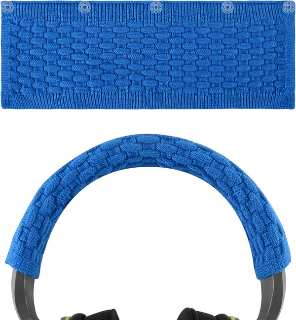 Geekria Knit Fabric Headband Cover for Sony WH-1000XM6/XM5/XM4 Headphones, Ocean Blue