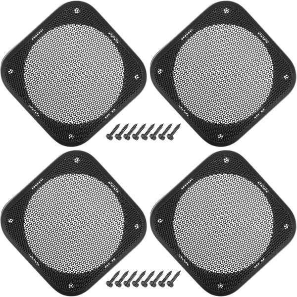 ACROPIX Universal 4" Car Speaker Grills Cover, Mesh Square Audio Speaker Subwoofer Protector Case, Pack of 4