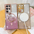 Fiyart Pink Case for Samsung Galaxy S22 Ultra, MagSafe Compatible, Clear with Love Heart Plating, Shockproof 6.8"