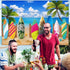 Blulu Tropical Beach Party Decorations Banner, 72.8 x 43.3 Inch Surfboard Backdrop for Luau Photography Birthday Tiki