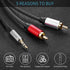 3.5mm to 2RCA Cable, 15FT RC A Male to Aux Audio Adapter, Metal Shell 2RCA Y Splitter, 1/8 to RC A Connector
