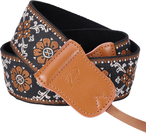 Padwa Lifestyle Camera Strap - 2" Wide Double Layer Cowhide Cotton Strap, Vintage Jacquard Embroidery for DSLR Cameras