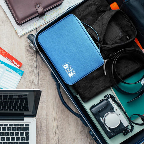 Electronics Organizer Travel Bag, Waterproof Universal Cable Storage Case for Charger, Phone, USB, SD Card, Hard Drives