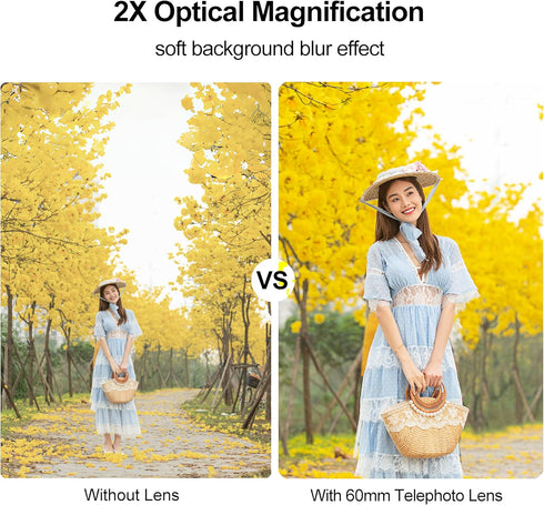 Veedzoens 60mm 17mm Telephoto Lens for iPhone Android Smartphone, Compatible with SmallRig NEEWER Phone Cage