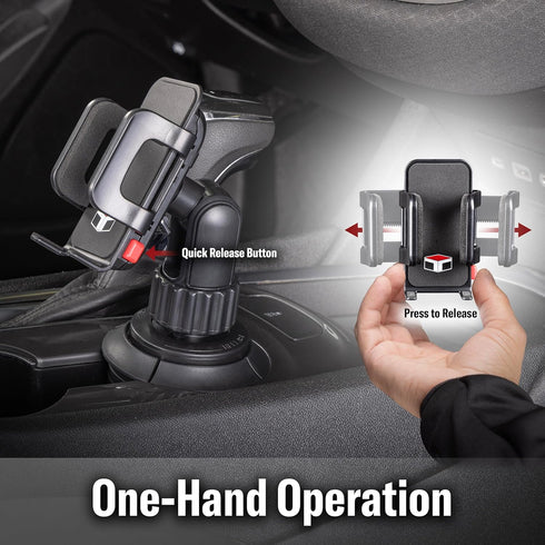 TUFF TECH Cup Holder Universal Car Mount Phone Holder with Adjustable Base for iPhone, Samsung, LG, Moto, Huawei,