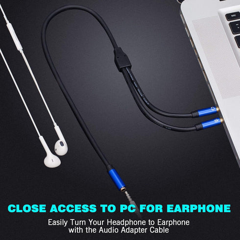 Headphone Splitter 5FT, 3.5mm Female to Dual 3.5mm Male Y Splitter Cable for Smartphone Headset to PC Adapter