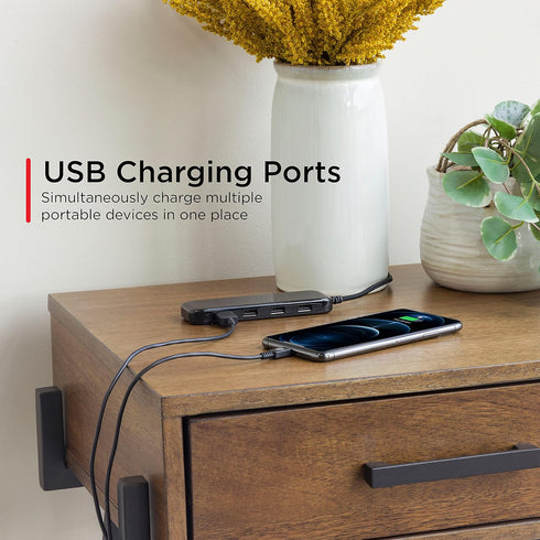 UltraPro Wall Charger, 4 Port USB Charger, 6 Ft Cord Multi USB Charger Station, Black