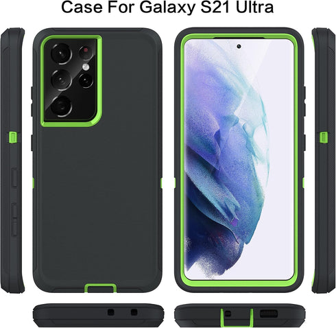 MXX Case Compatible with Galaxy S21 Ultra, 3-Layer Heavy Duty Body Bumper Cover, Shock Protection, Dust Proof