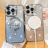Fiyart Love Heart Plating Clear Case for iPhone 15 Pro, Compatible with MagSafe, Gold