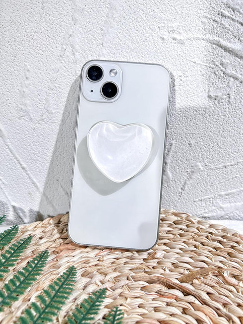 VJQ 3D Simple Heart Phone Grip Stand, Cute Solid Color Cell Phone Holder,Multi Functional Collapsible Phone Charms