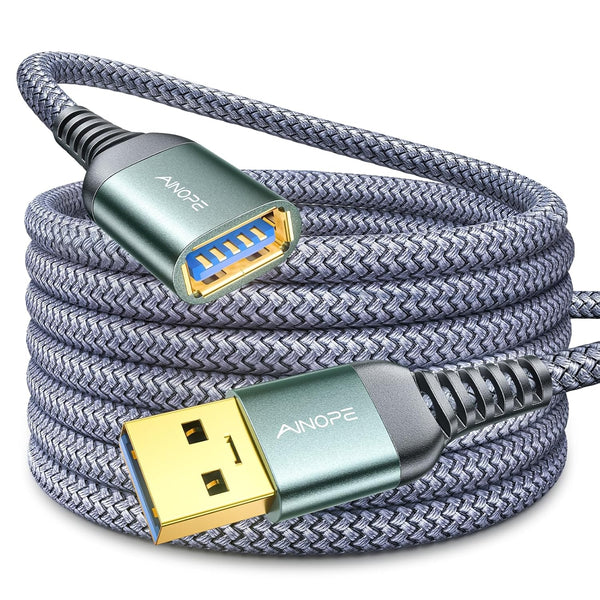 AINOPE 10FT USB 3.0 Extension Cable, Male to Female, High Data Transfer for Webcam, Keyboard, Flash Drive, Printer.