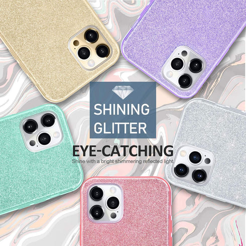 MATEPROX Compatible with iPhone 12 Pro Case, Glitter Bling Sparkle Cute Girls Women Protective Cover (Purple)