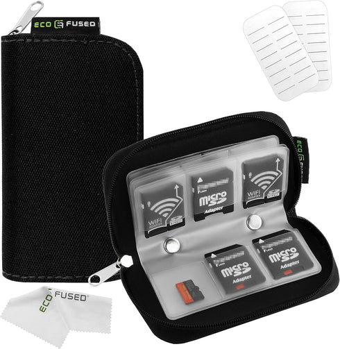Eco-Fused Memory Card Case - Holder with 22 Slots, Fits up to 22x SD, SDHC, Micro SD, Mini SD, and 4X CF