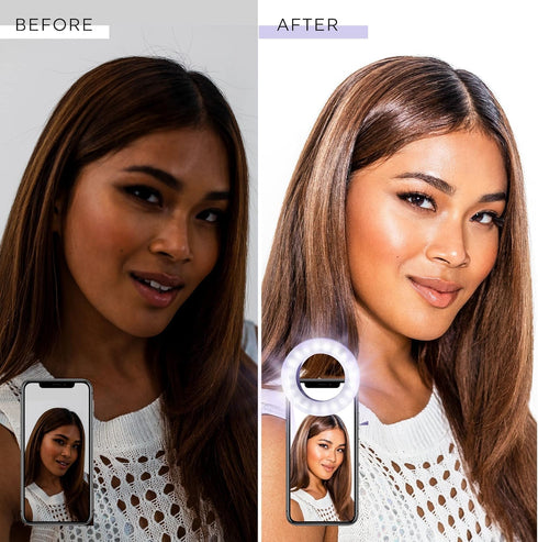 Selfie One Ring Light for Phone, iPhone, Android or Laptop | 3 Adjustable Light Modes | Rechargeable Batteries, Clip On