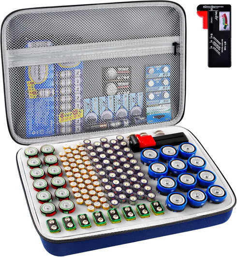 GWCASE Battery Organizer Storage Holder, Batteries Storage Containers Box with Battery Tester Checker.
