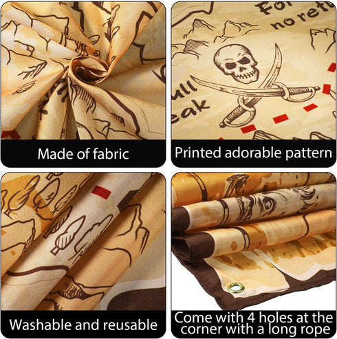 Blulu Pirate Party Decorations, Halloween Treasure Map Pirate Theme Backdrop for Photography, Birthday Supplies