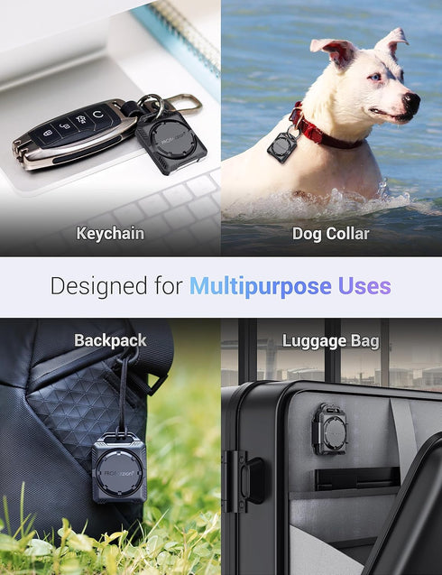 PROfezzion 2-Pack AirTag Holder Case with Key Ring, Loop Strap & 3M Adhesive Mount, IPX8 Waterproof for Keychain