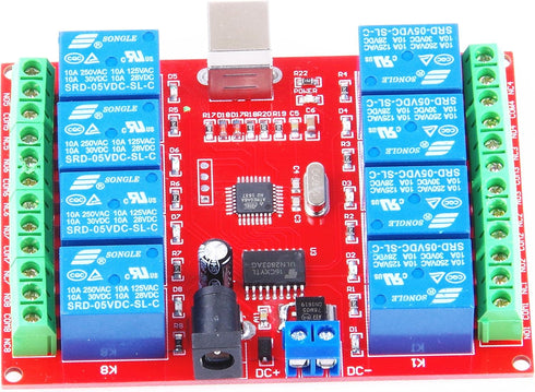 SRD-05VDC-SL-C 8-Way 5V Relay Module Free Driver USB Control Switch PC Intelligent Control (5V 8-Channel) by KNACRO