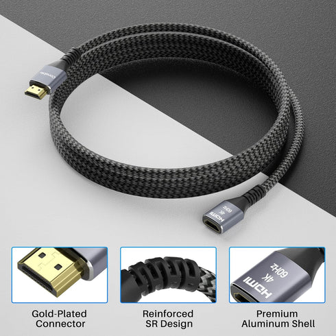 4K 15 2.0 3D 4K@60Hz 2160p 1080p 2.2 25 25 2 15FT HDMI Extension Cable Feet, HDMI Braided Extender Male to Female Cord