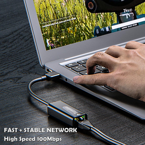 USB Ethernet Adapter, USB 2.0 to 10/100 Ethernet LAN Network Wired Adapter for MacBook, Surface Pro, Notebook PC, Compatible with Windows7/8/10, Mac OS, Android, Chrome OS, Linux (TCC-S20A)