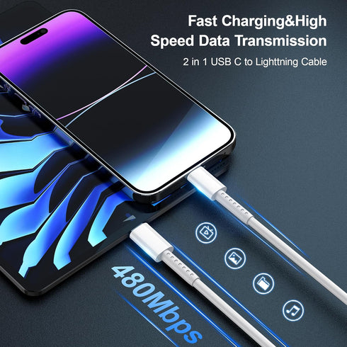 2 in 1 Charger Cable for Apple Watch and iPhone with USB C Block Wall Charger - Compatible with iPhone 14 13 12/Pad