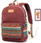 Kinmac Canvas Backpack with Massage Cushioned Straps,Travel Outdoor Backpack (Wine-Bohemian)