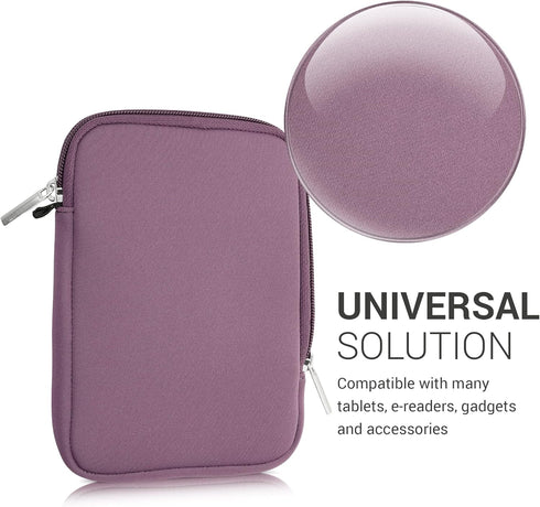 kwmobile 6" Neoprene e-Reader Pouch Size eReader - Universal eBook Sleeve Case with Zipper - Lavender