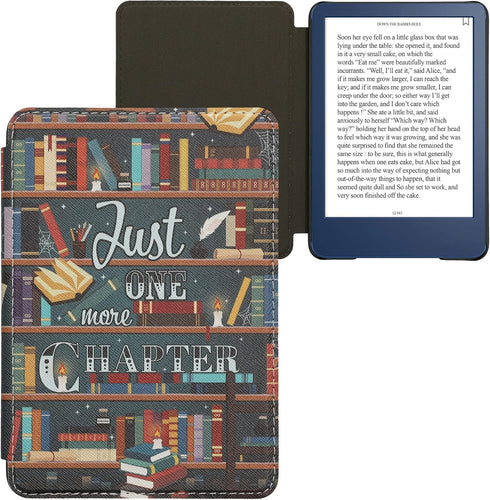 kwmobile (2022/2024) Case Compatible with Amazon Kindle Case - eReader Cover - Library Motto Multicolor