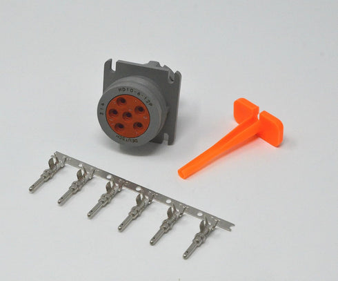 Deutsch HDP10 6-pin Male Diagnostic Connector kit, 10-12 AWG Stamped Contacts