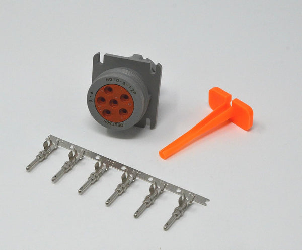 Deutsch HDP10 6-pin Male Diagnostic Connector kit, 10-12 AWG Stamped Contacts