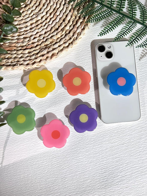 VJQ Cartoon Flowers Phone Grip Stand, Cute Clear Cell Phone Holder,Collapsible Cell Phone Accessory, Phone Charms