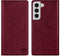 ZZXX Wallet Case for Samsung Galaxy S22 Plus, Wine Red Magnetic Leather Flip with RFID Blocking Card Slot Stand