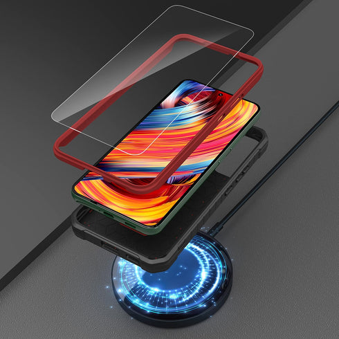 ExoGuard Rubber Shockproof Heavy Duty Case for Samsung Galaxy S22 Plus, with Screen Protector, Built-in Kickstand