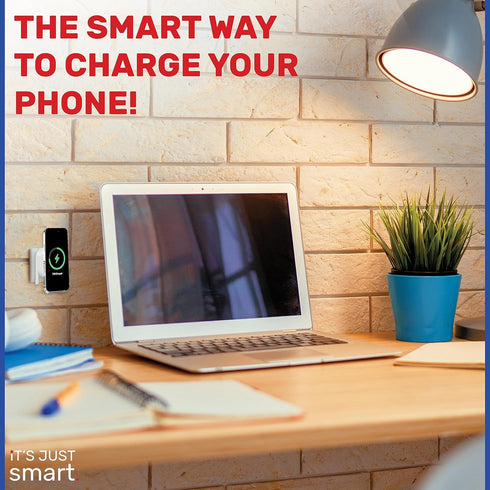 Plug-in Magnetic Phone Charger by It’s Just Smart, Universal Wireless Charger for Qi Enabled Phones, MagSafe Compatible