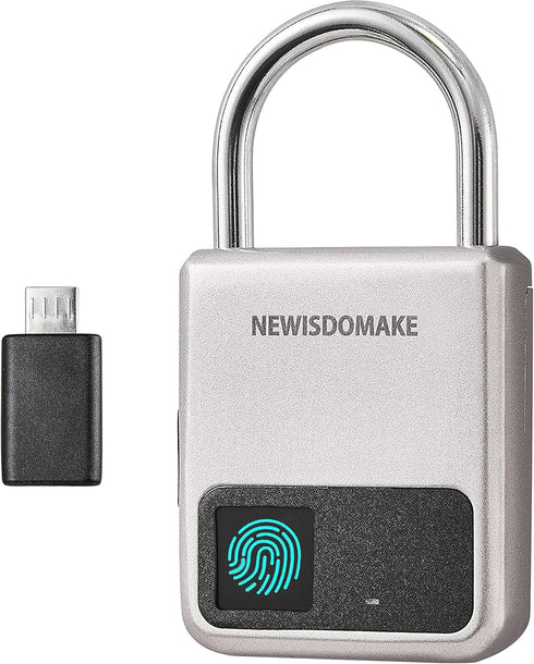 Fingerprint Padlock, Smart Biometric Lock with USB Charging, Suitable for Luggage, Suitcase, Backpack, Gold