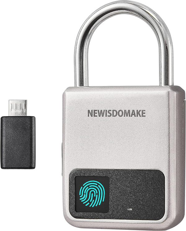 Fingerprint Padlock, Smart Biometric Lock with USB Charging, Suitable for Luggage, Suitcase, Backpack, Gold