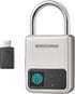 Fingerprint Padlock, Smart Biometric Lock with USB Charging, Suitable for Luggage, Suitcase, Backpack, Gold