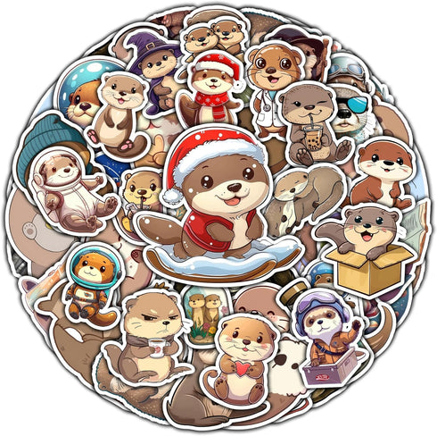 50 PCS Cute Otter Stickers, Waterproof Vinyl Decals for Water Bottles, Skateboard, Guitar, Phone Case for Kids Adults