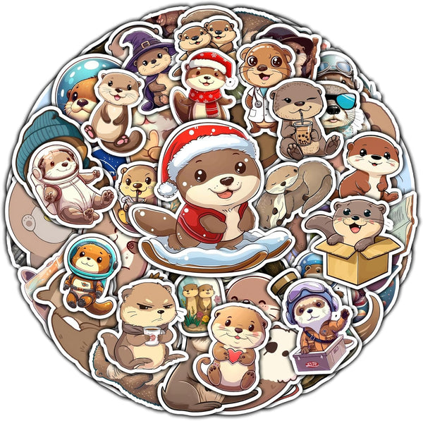 50 PCS Cute Otter Stickers, Waterproof Vinyl Decals for Water Bottles, Skateboard, Guitar, Phone Case for Kids Adults